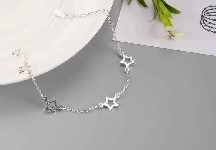 New Fashion Jewelry Beautiful 925 Sterling Silver Bracelets Star Simple Personality Sweet Bracelets