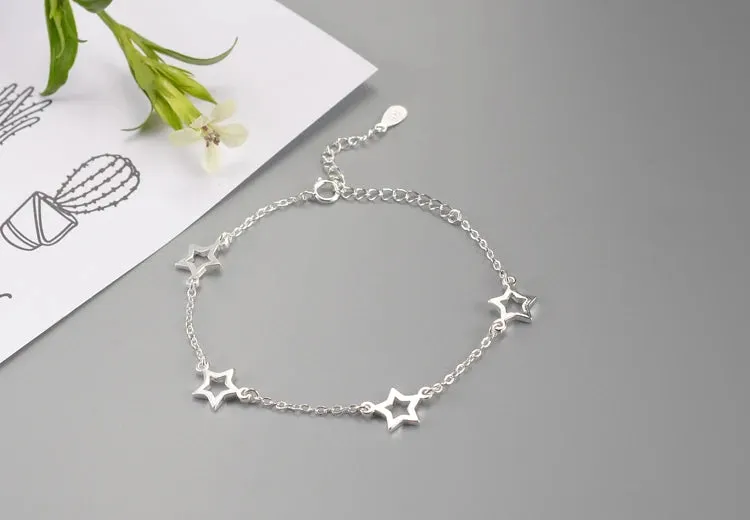 New Fashion Jewelry Beautiful 925 Sterling Silver Bracelets Star Simple Personality Sweet Bracelets