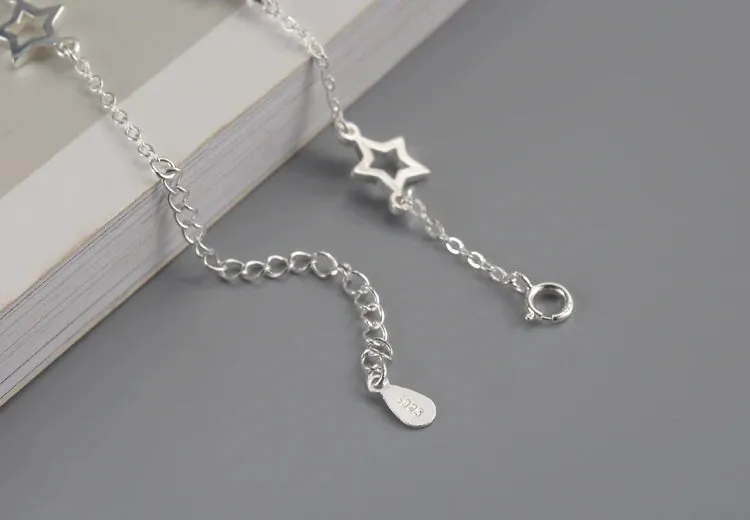 New Fashion Jewelry Beautiful 925 Sterling Silver Bracelets Star Simple Personality Sweet Bracelets