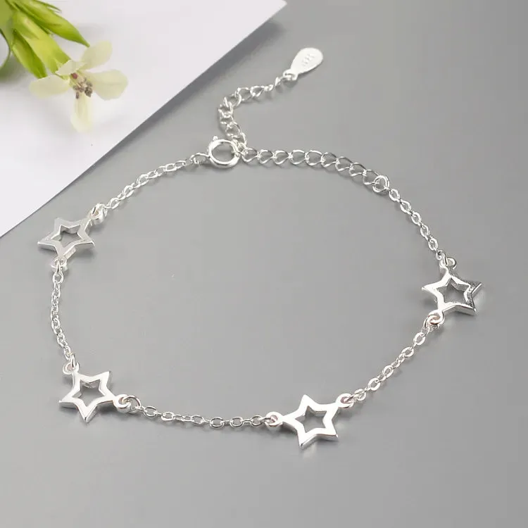 New Fashion Jewelry Beautiful 925 Sterling Silver Bracelets Star Simple Personality Sweet Bracelets