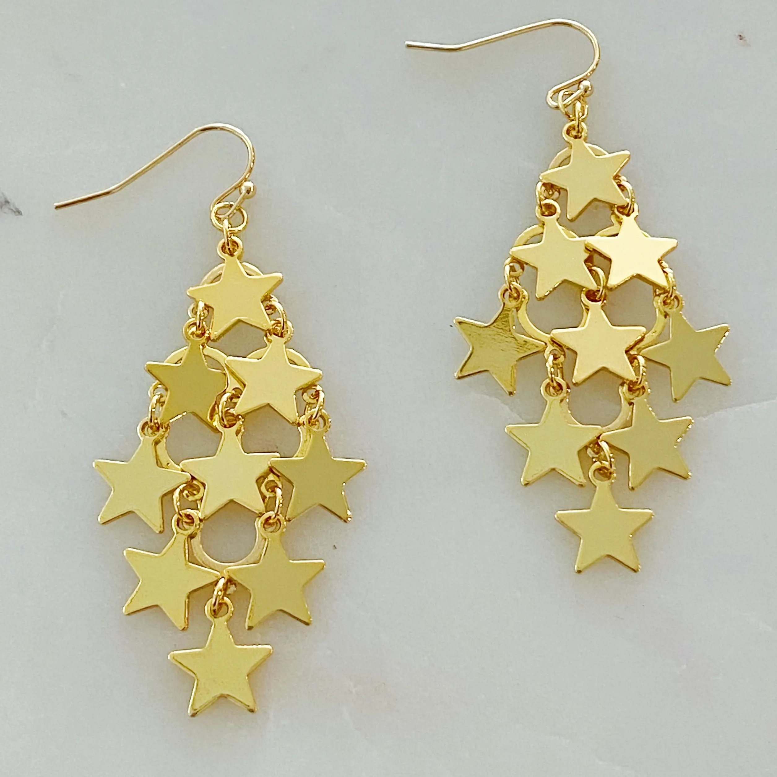 Nine Stars Lined Chandelier Earring