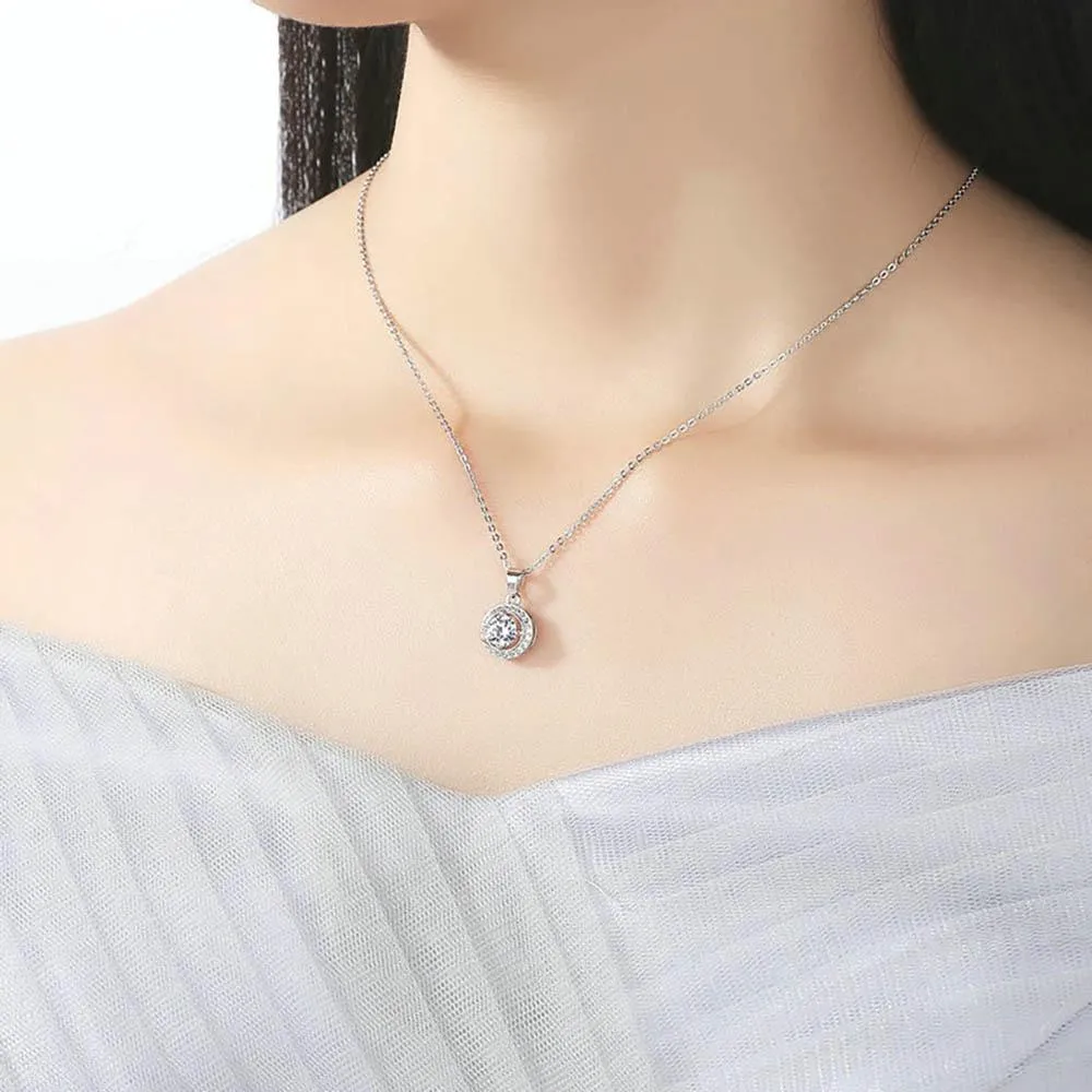 Northern Star Bright Cubic Zircon Round Pendant Necklace