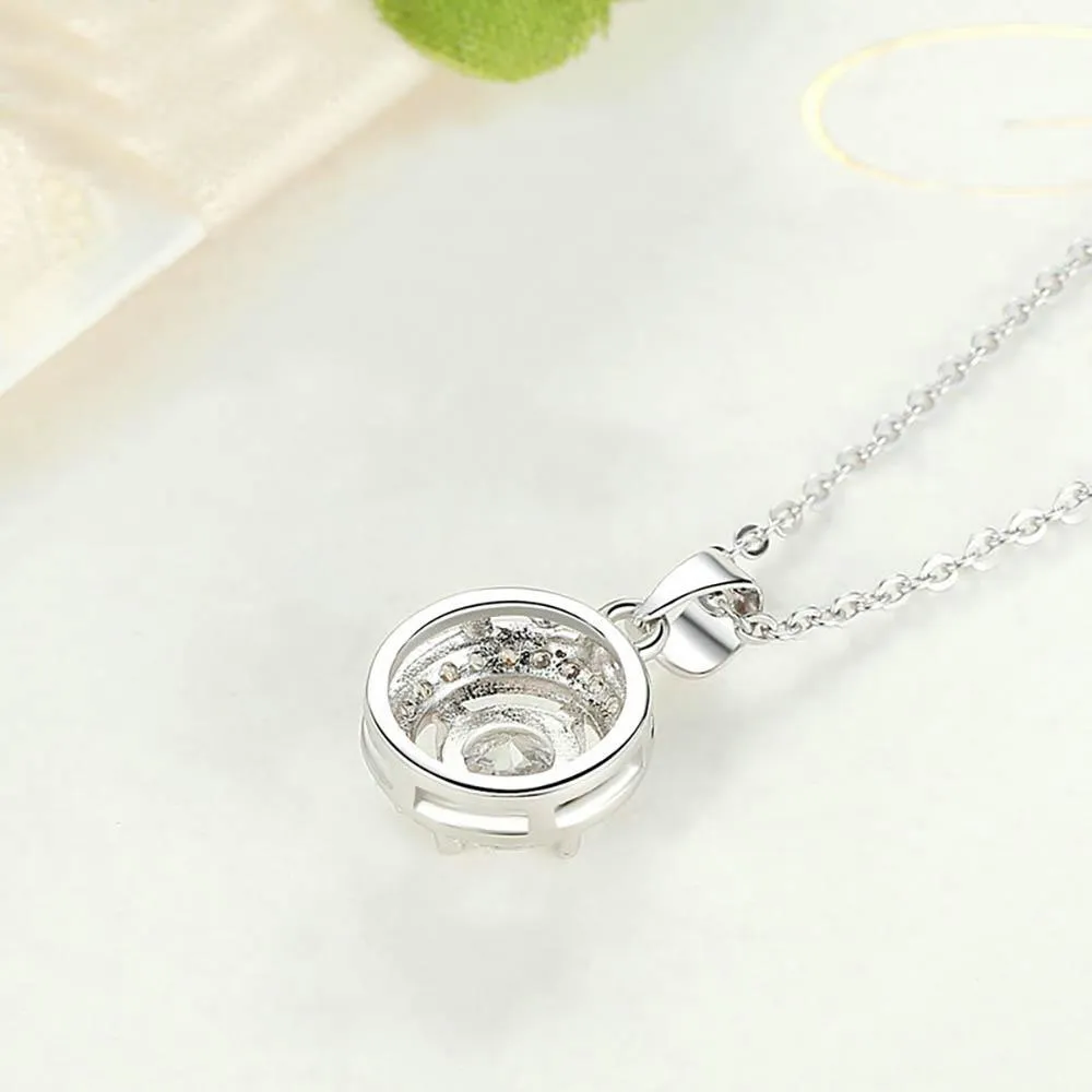 Northern Star Bright Cubic Zircon Round Pendant Necklace