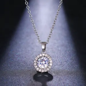 Northern Star Bright Cubic Zircon Round Pendant Necklace