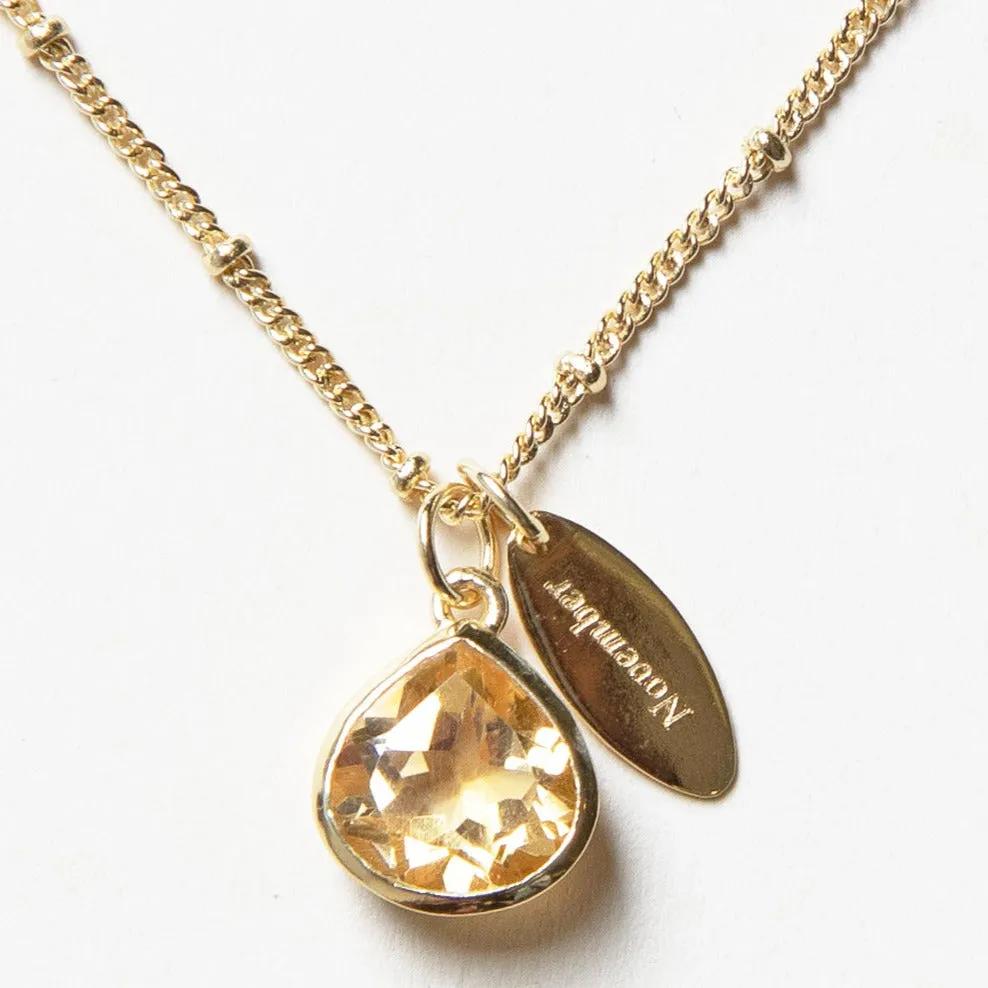 November Citrine Birthstone Necklace by Tiny Rituals