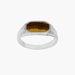 Octagon Signet Ring With Tiger Eye Stone