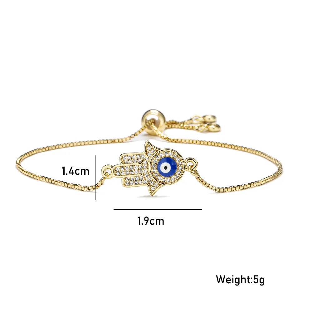 Oil Dripping Micro Set Zircon Palm Lucky Gold Bracelet