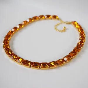 Orange Topaz Collet Necklace - Small Octagon