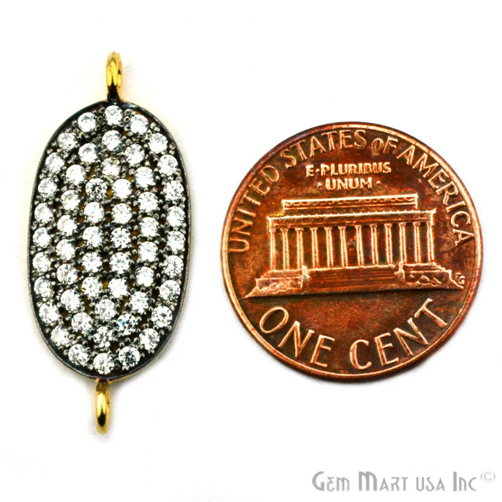 'Oval' CZ Pave Gold Vermeil Charm for Bracelet & Pendants