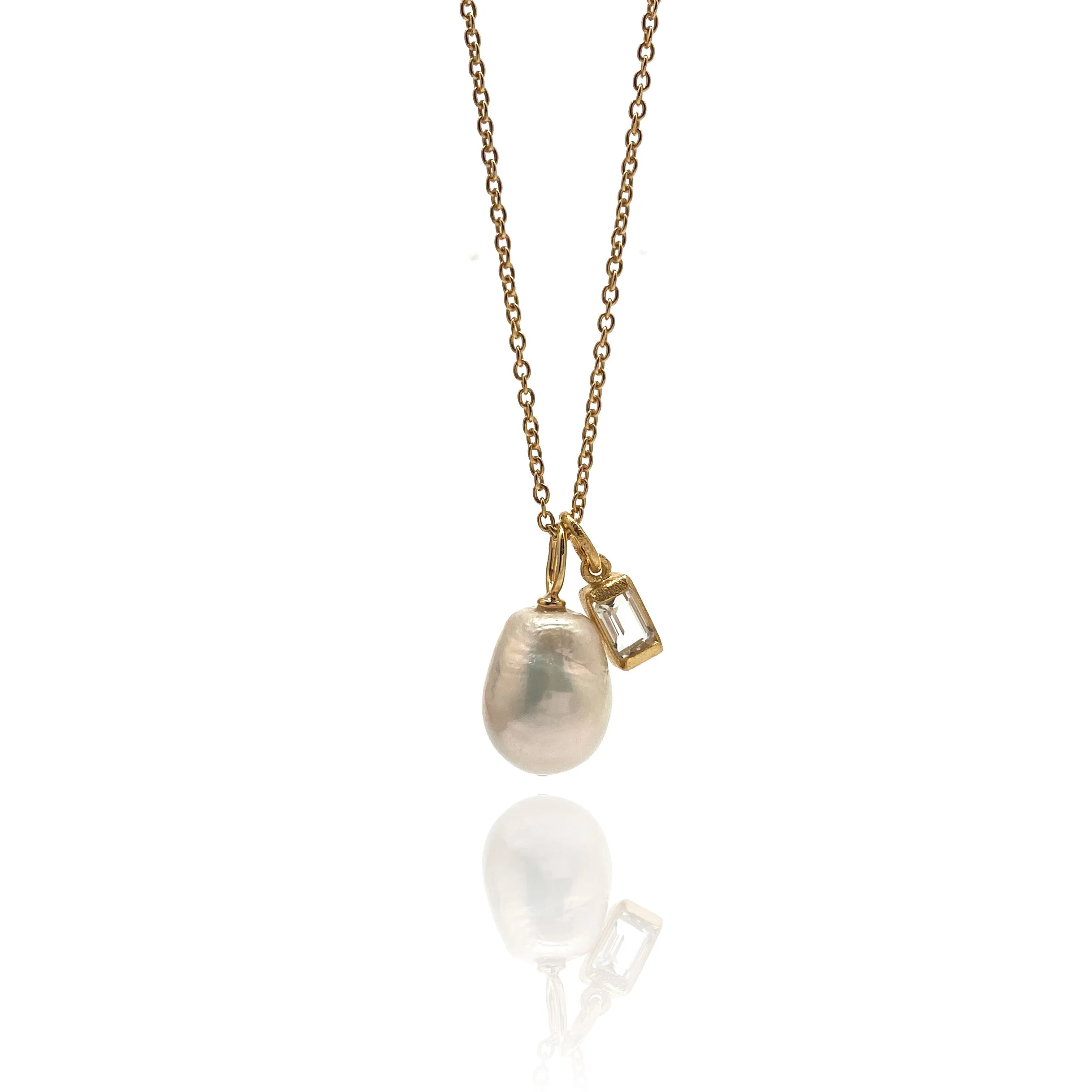 Pearl and White Topaz Necklace