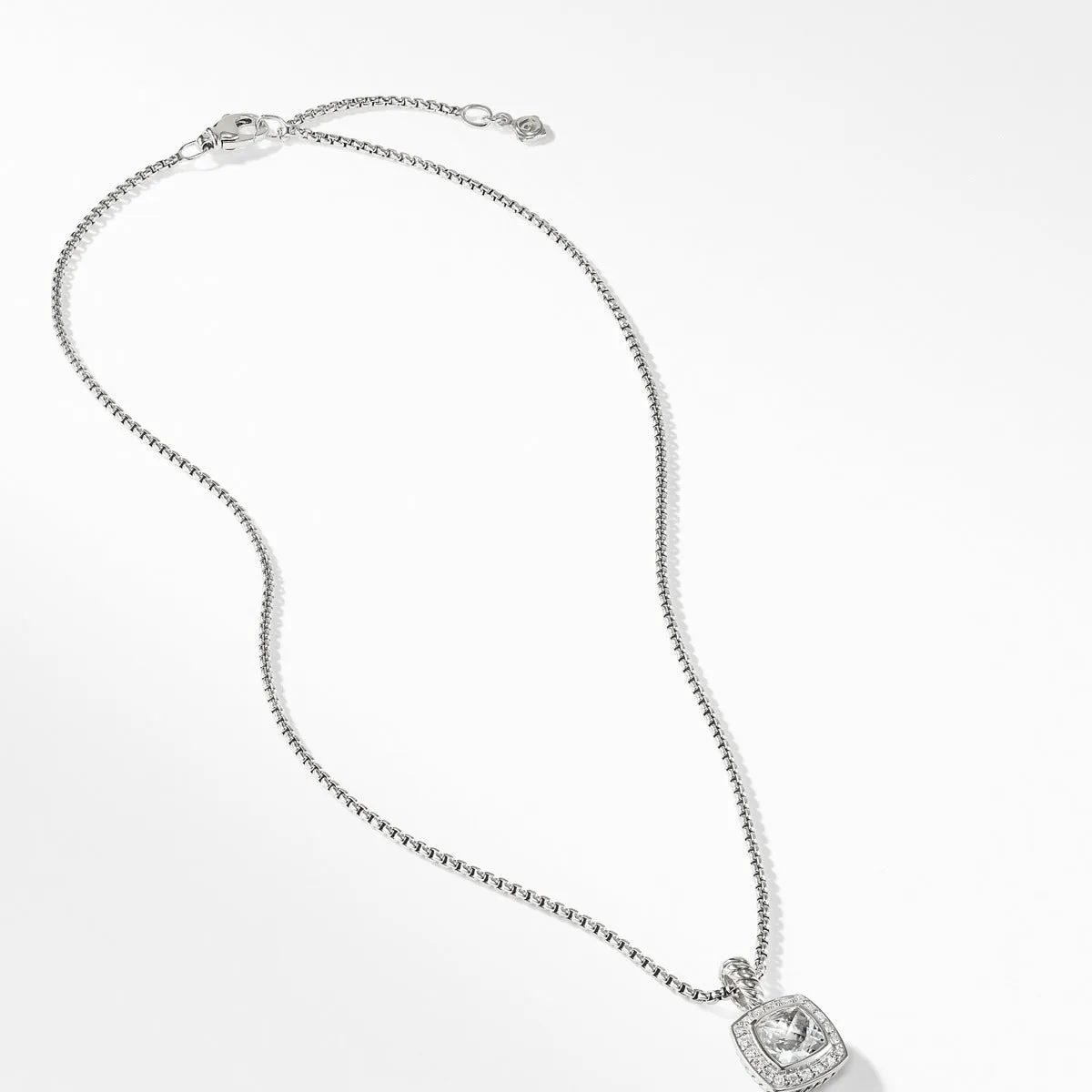 Pendant Necklace with White Topaz and Diamonds