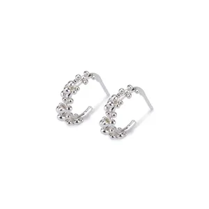 Petit Granulated Silver Hoops