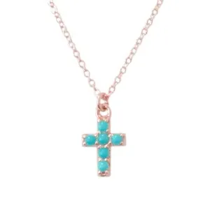 Petite Turquoise Cross Necklace