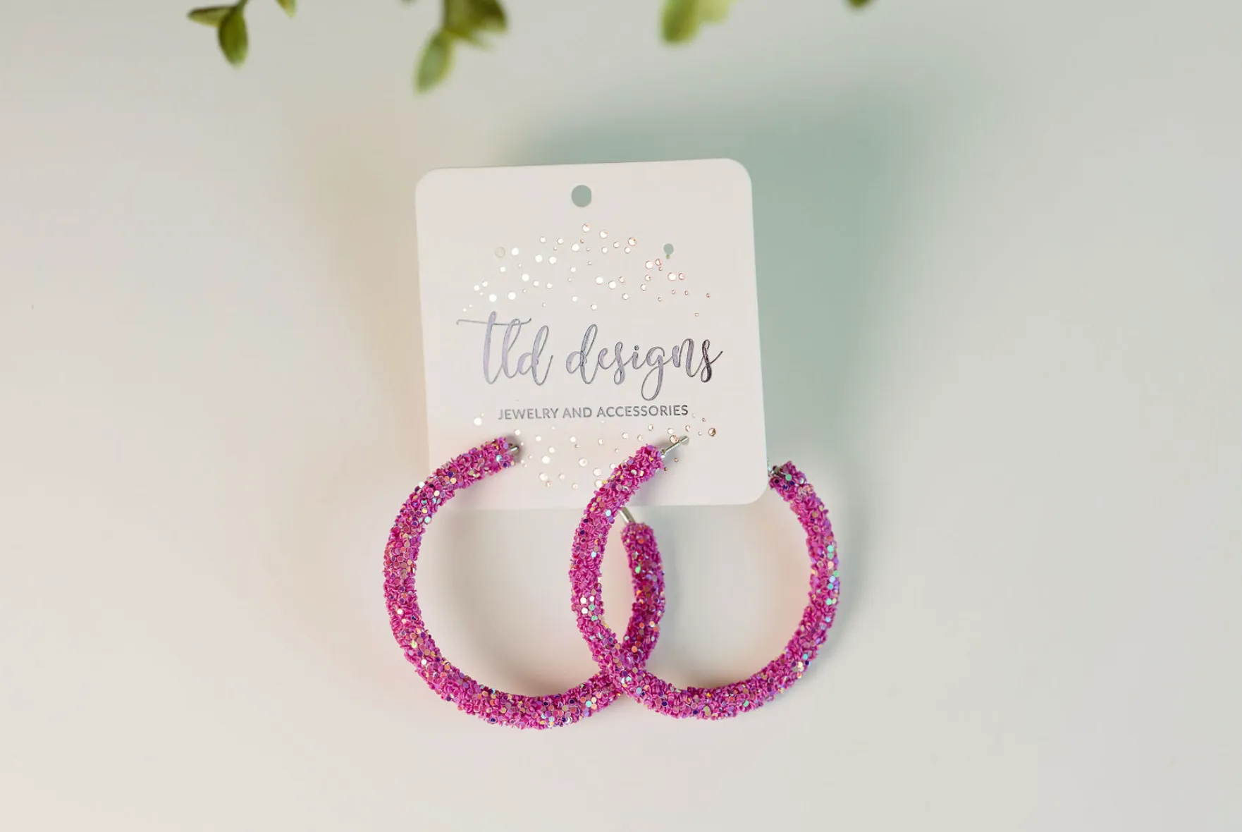 Pink Glitter Hoops