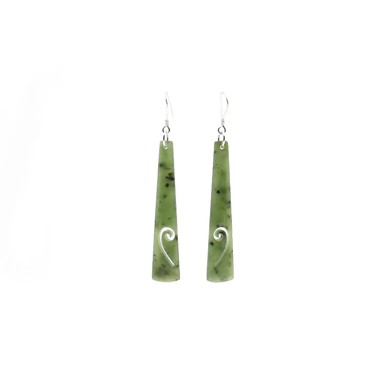 Pounamu Earrings with Carved Koru