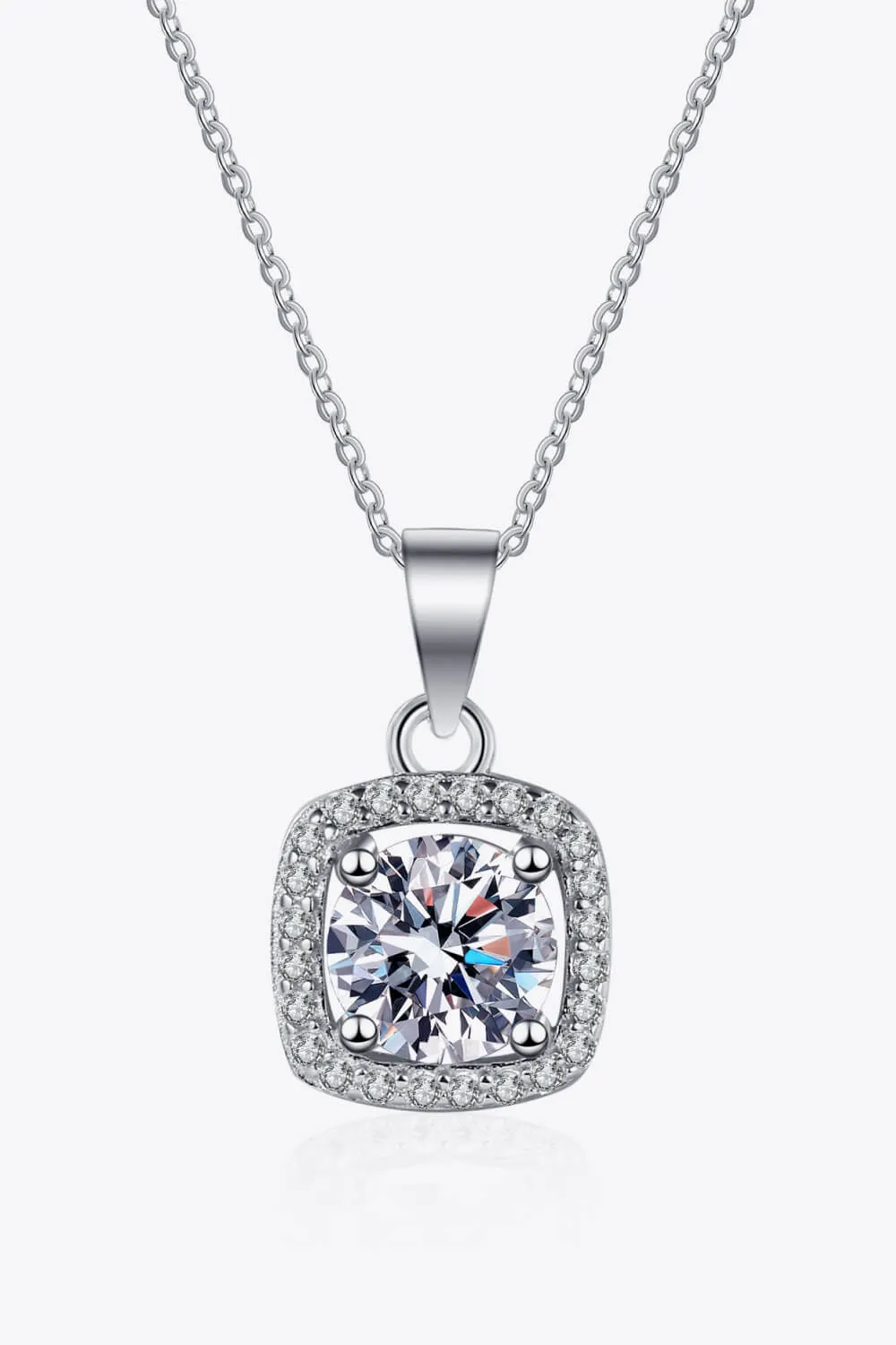 Princess Cut Necklace Moissanite Square Pendant Chain Necklace