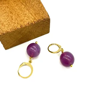 Purple Opal Glass Drop Earrings