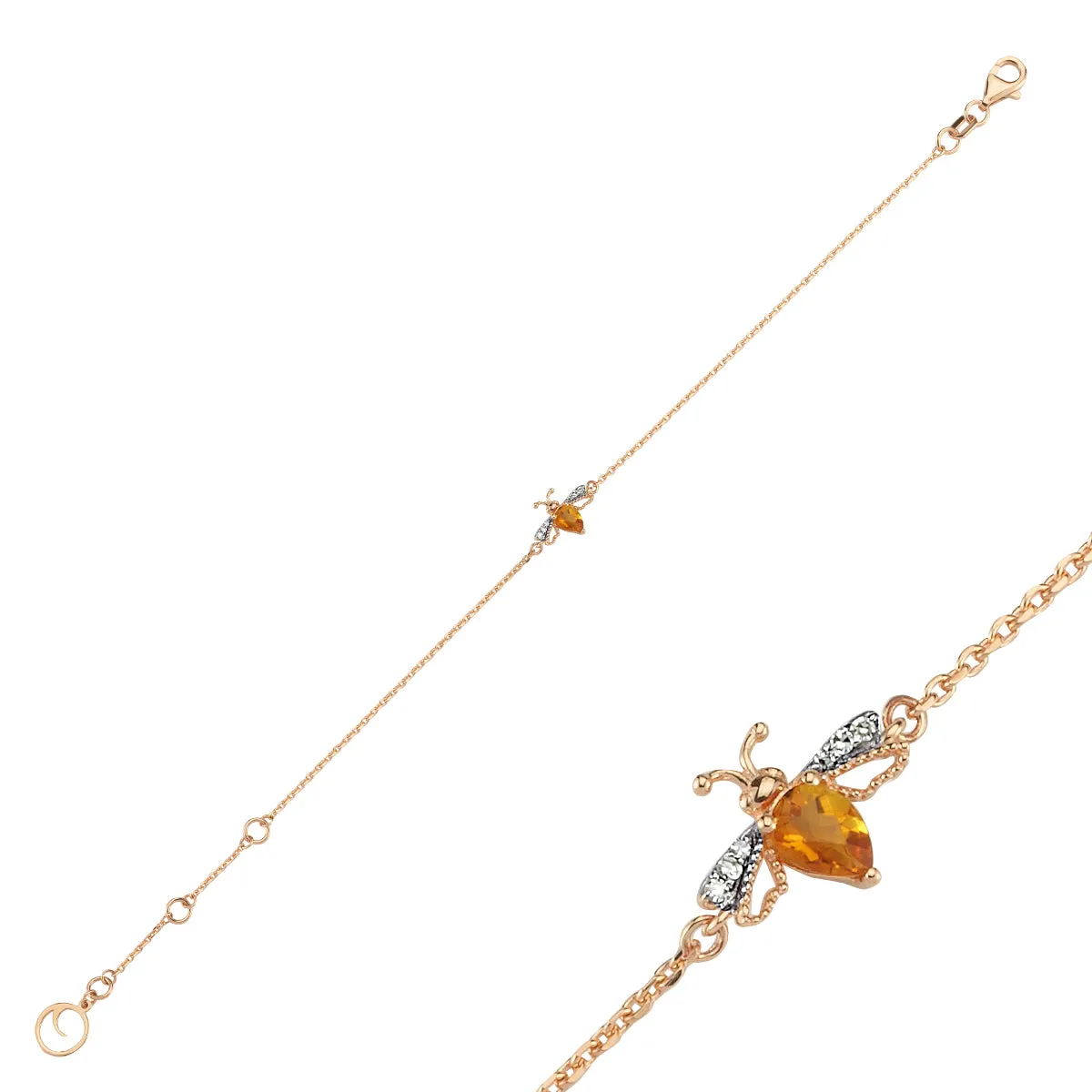 QUEEN BEE LILY GOLD DIAMOND CITRINE BRACELET