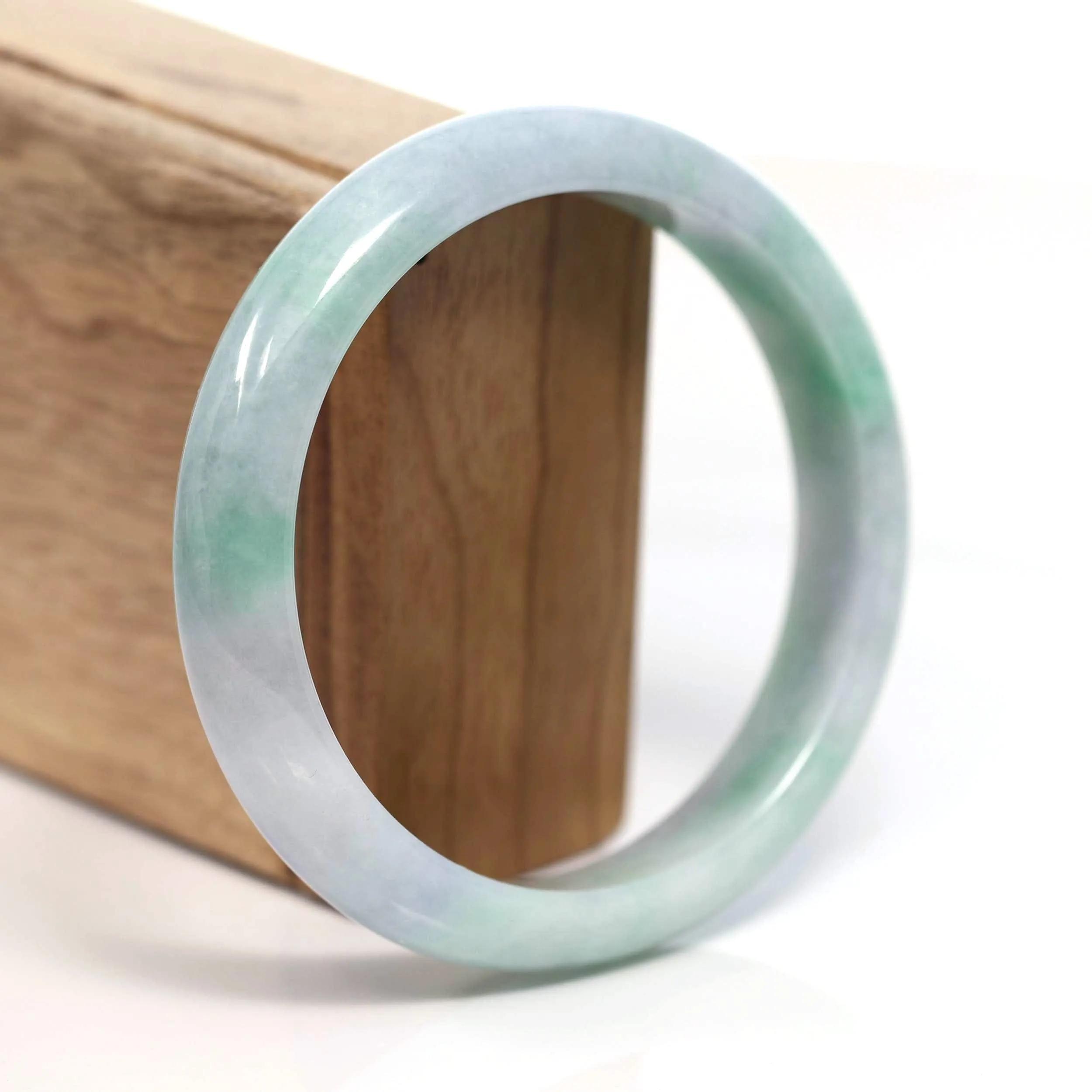 RealJade® Co. "Classic Bangle" Genuine Burmese Green Jadeite Jade Bangle Bracelet (62.65 mm) #T209