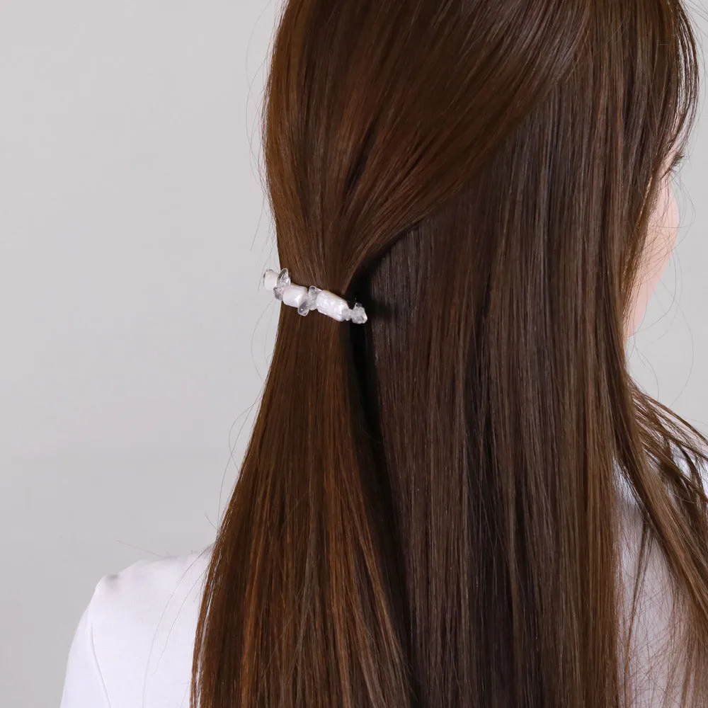 Rectangle Pearl and Cluster Hair Barrette