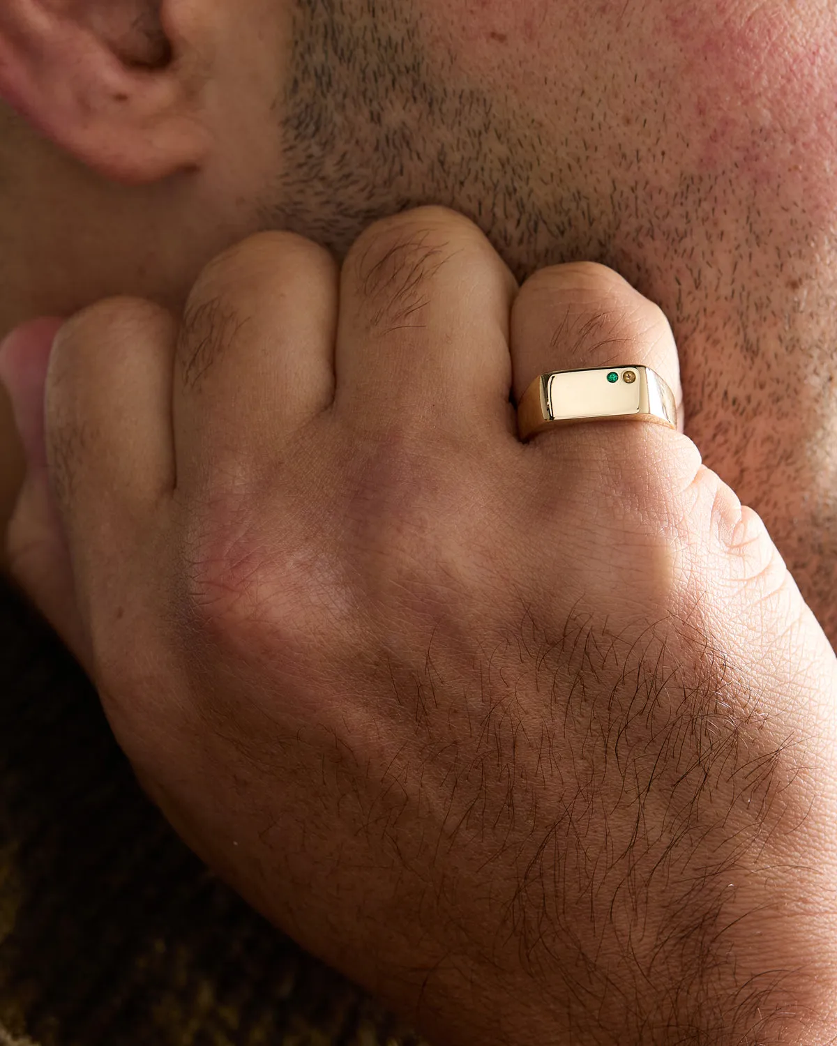 Rectangle Stone Signet Ring | Yellow Gold