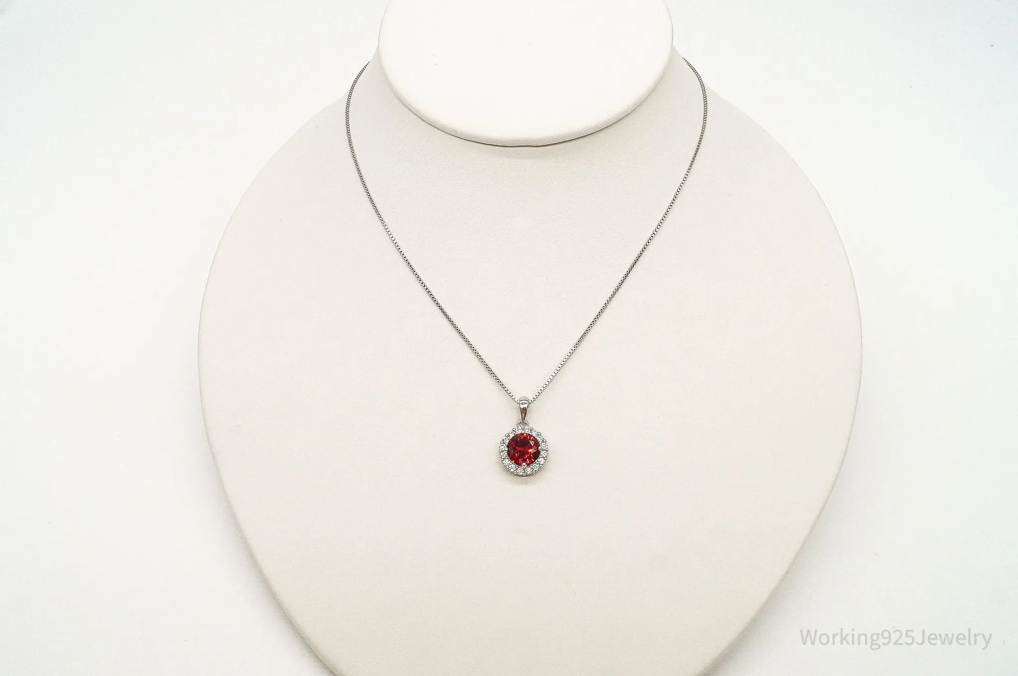 Red & White Cubic Zirconia Sterling Silver Necklace