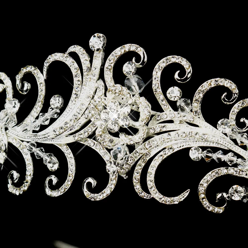 Retro Look Silver Crystal Swirl Tiara Headband