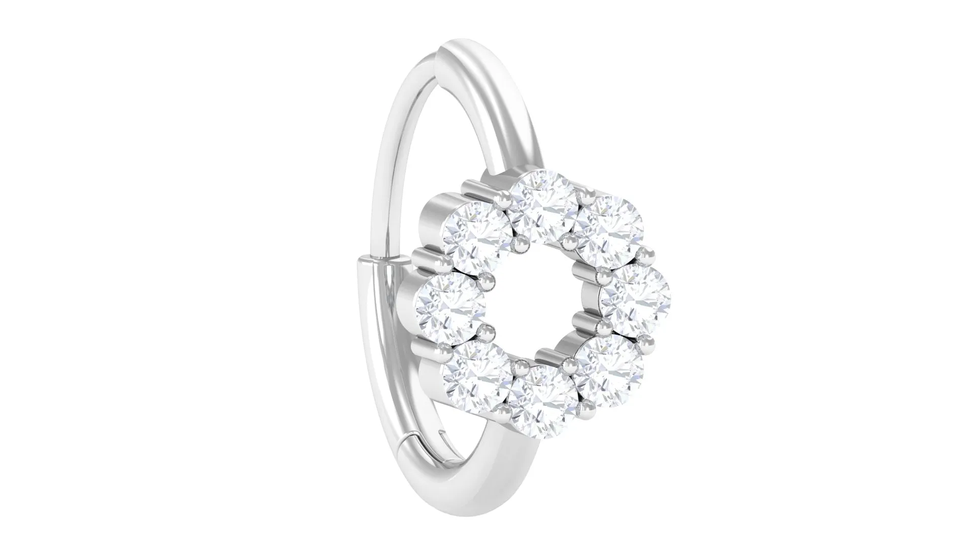 Round Moissanite Gold Huggie Hoop for Conch Piercing