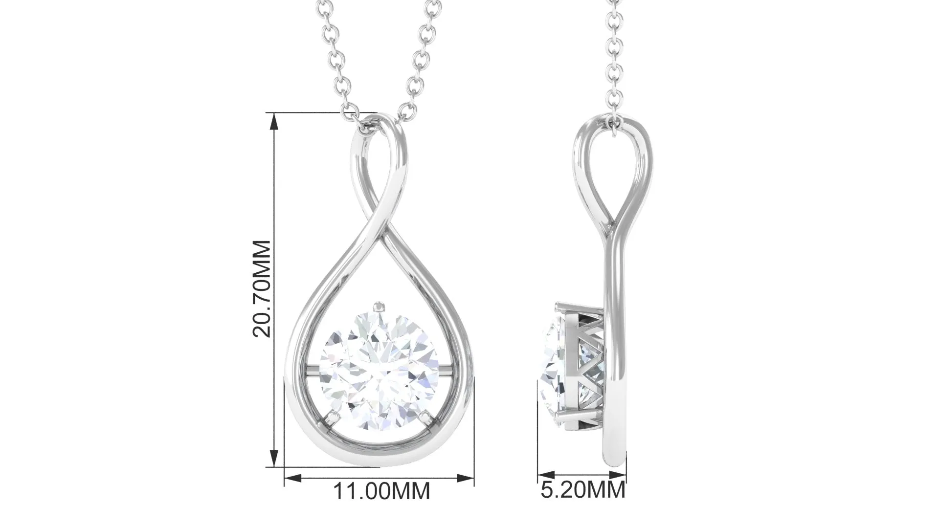 Round Moissanite Solitaire Infinity Pendant