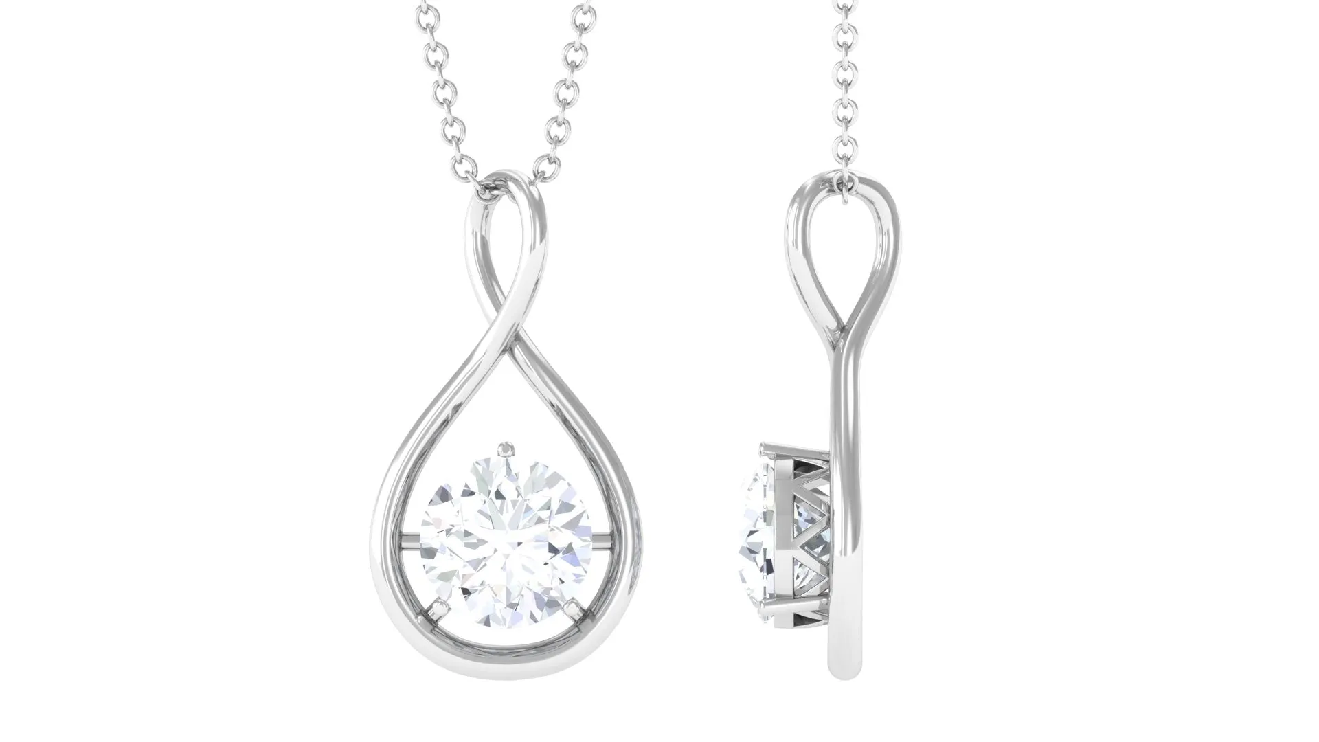 Round Moissanite Solitaire Infinity Pendant