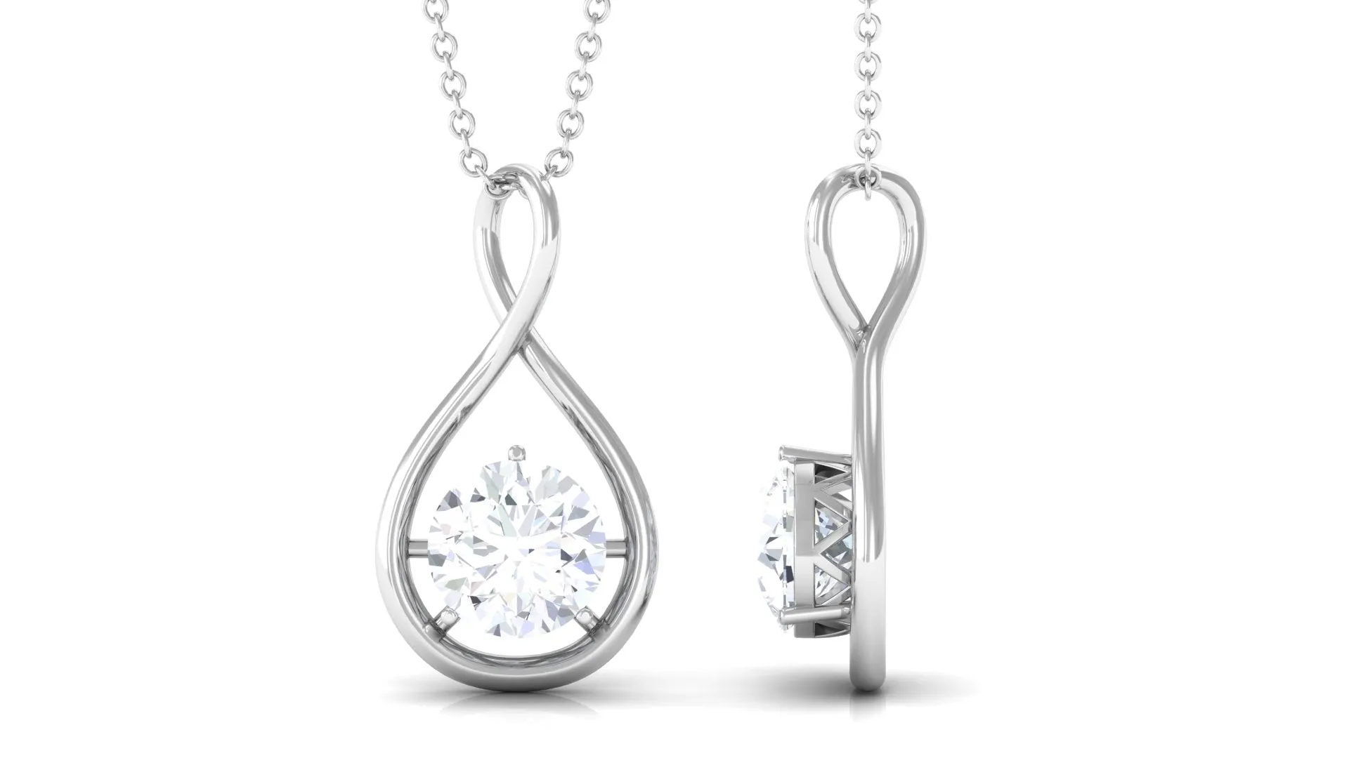 Round Moissanite Solitaire Infinity Pendant