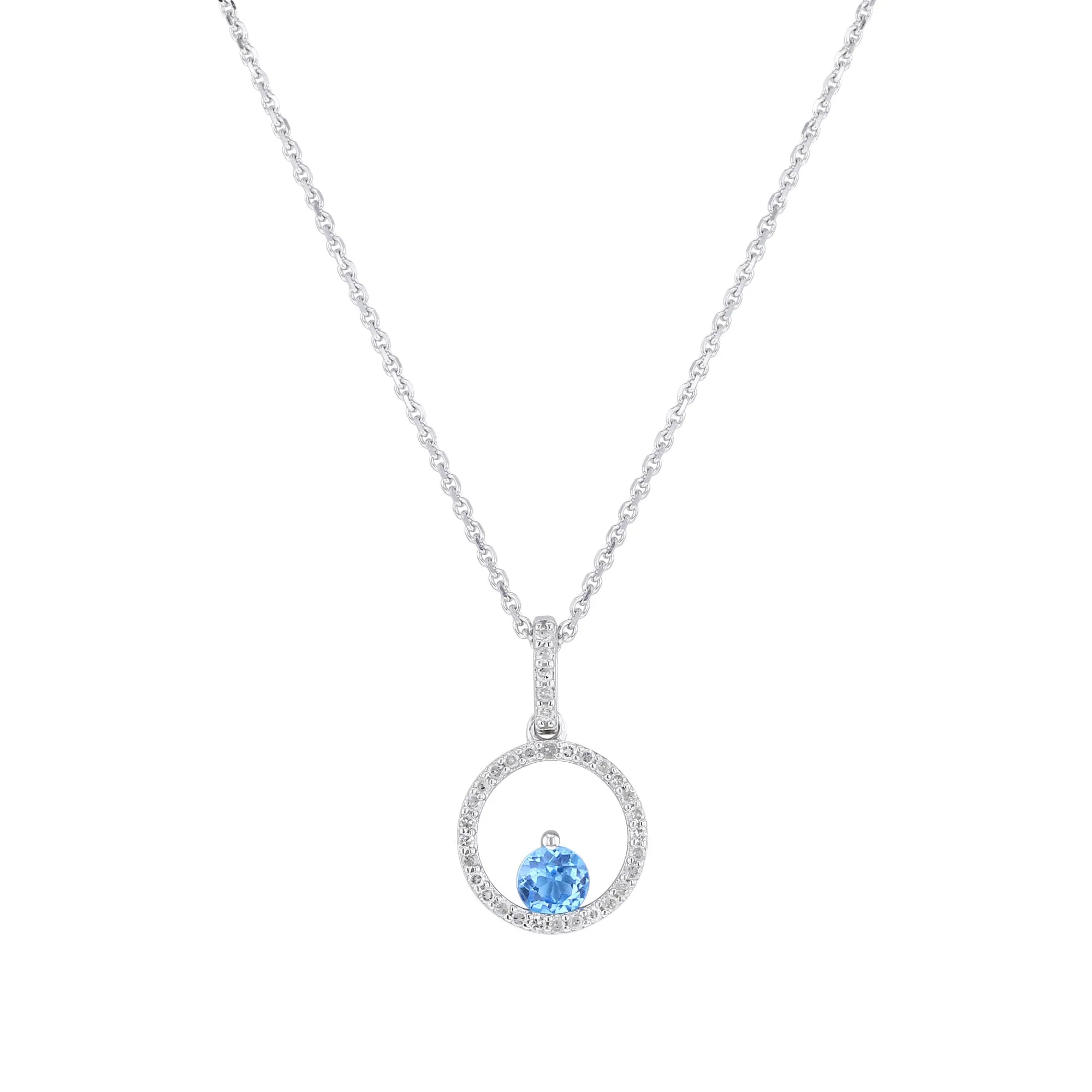 Silver Confetti Blue Topaz & Diamond Necklace