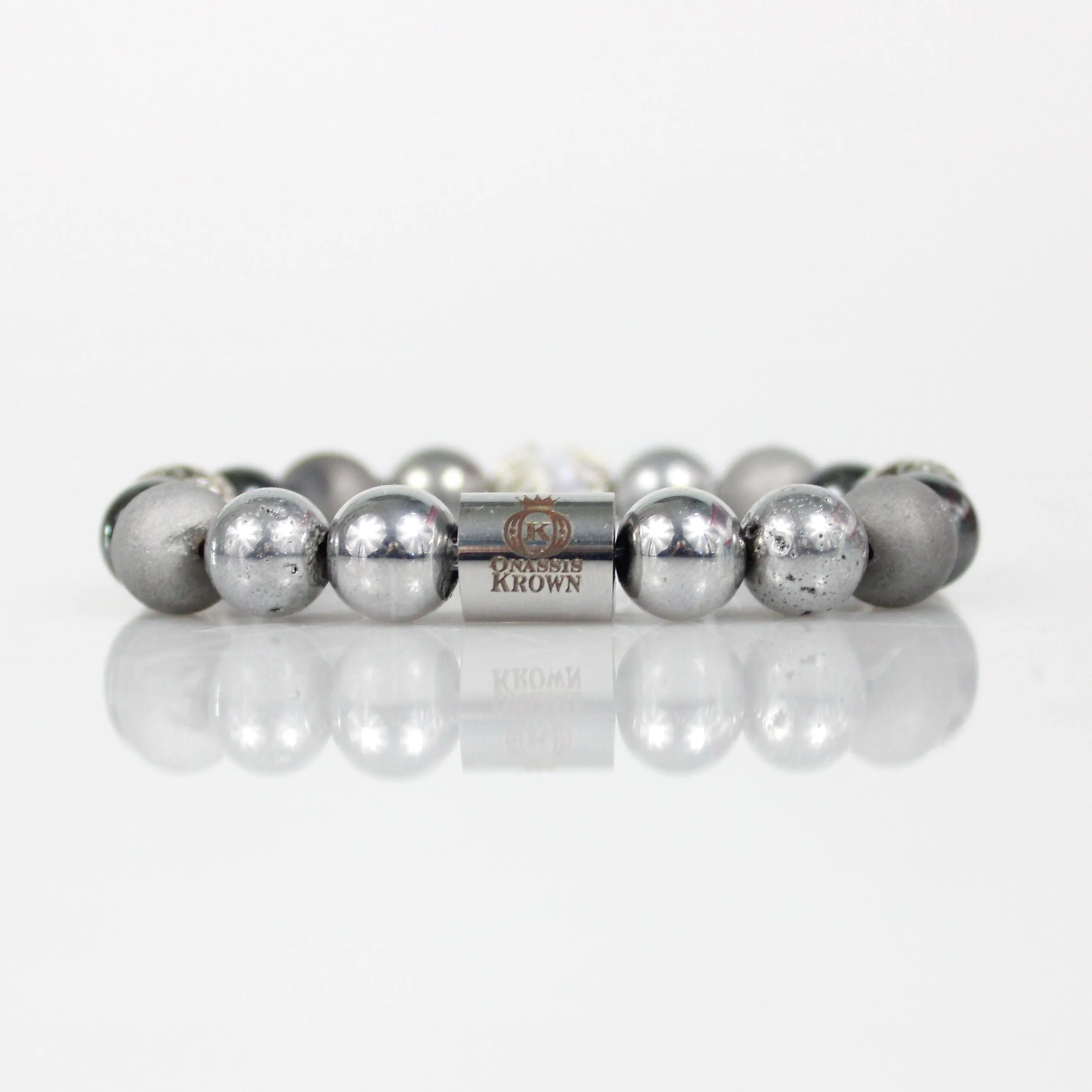 Silver Hematite Bead Bracelet Set