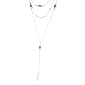 Silver Multi Layered Turquoise Necklace