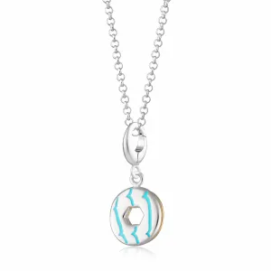 Silver Party Ring Necklace with Turquoise Enamel