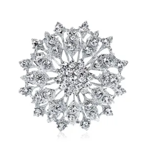 Silver Rhinestone Brooch - Style 17