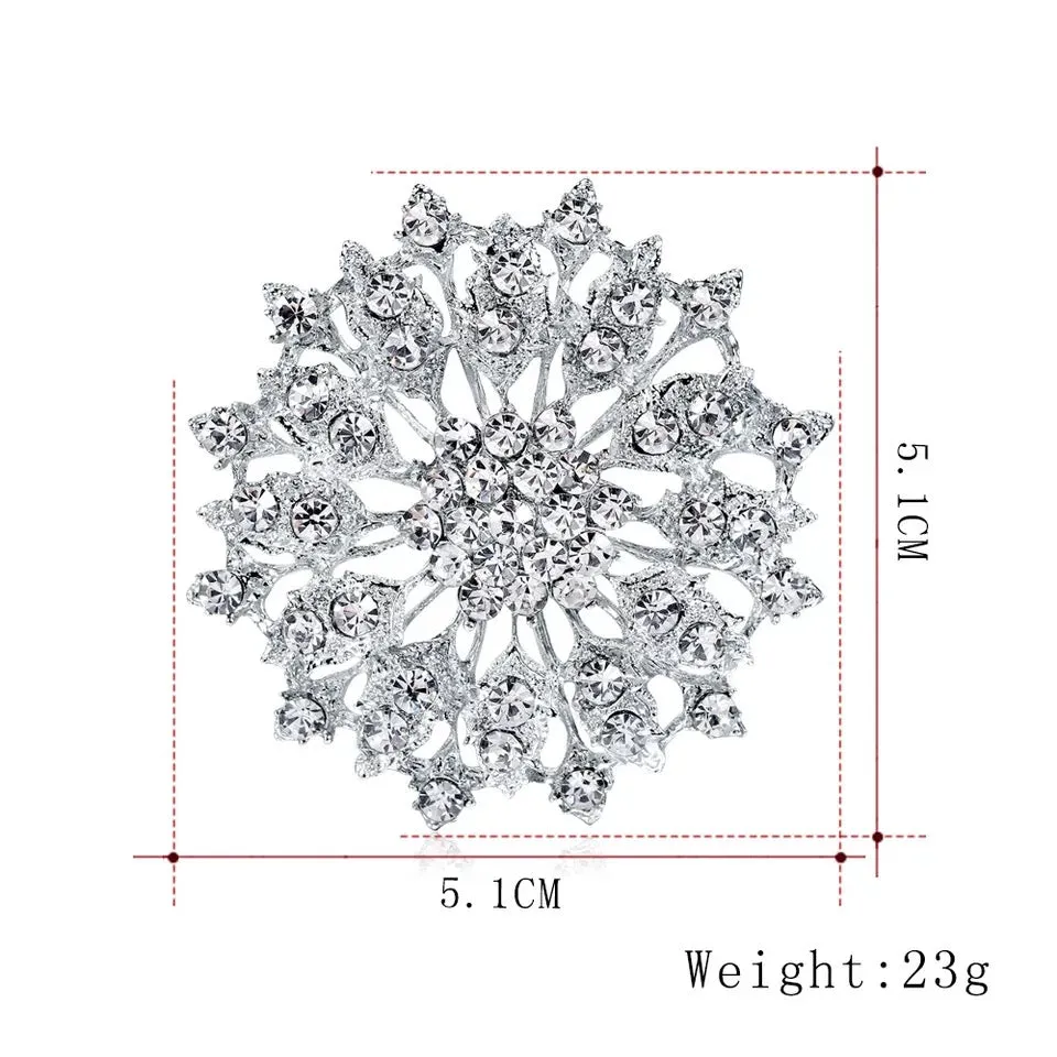 Silver Rhinestone Brooch - Style 17