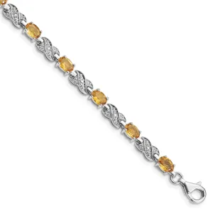 Silver Round Cut Citrine Gemstone Bracelet