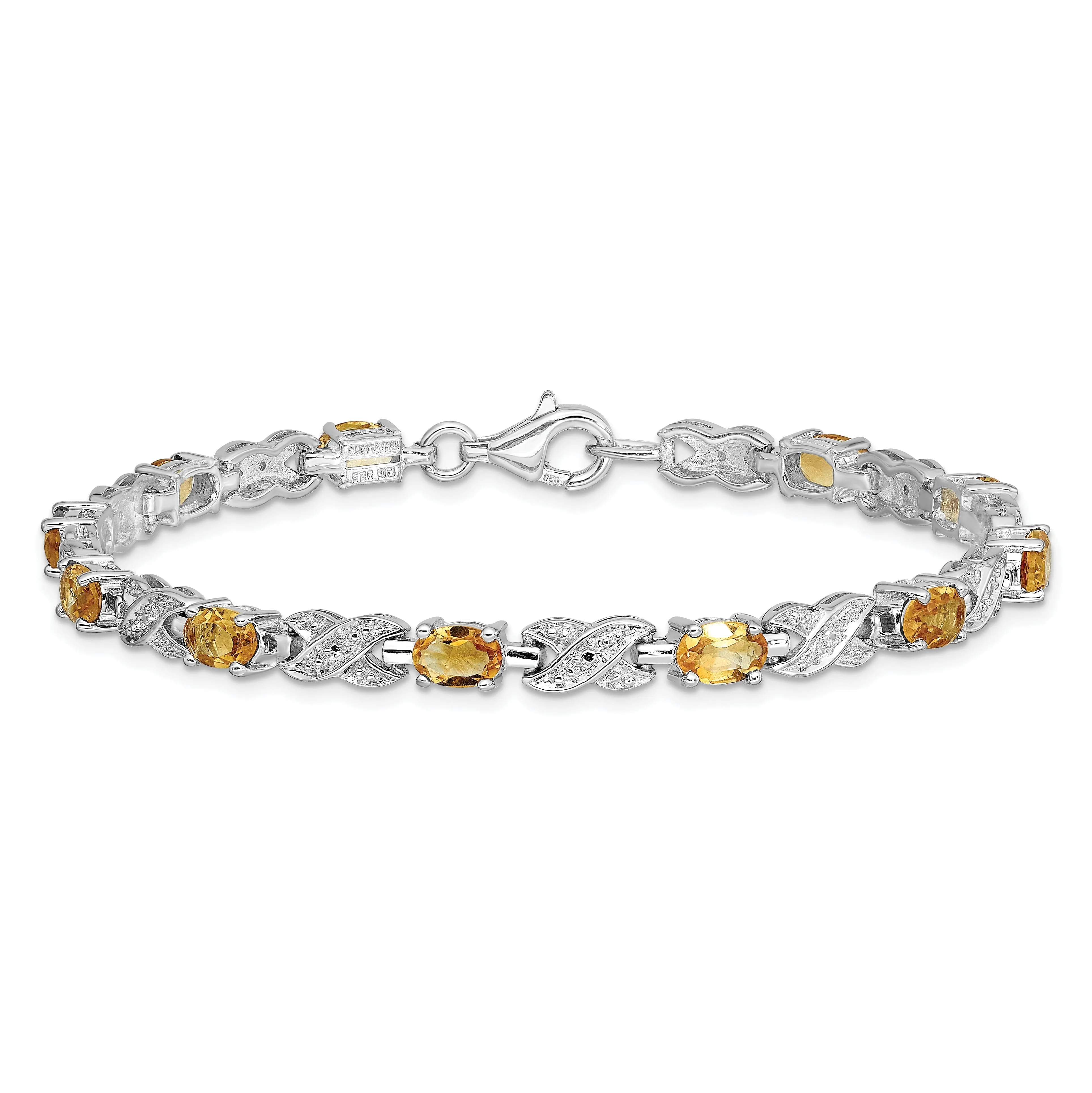 Silver Round Cut Citrine Gemstone Bracelet