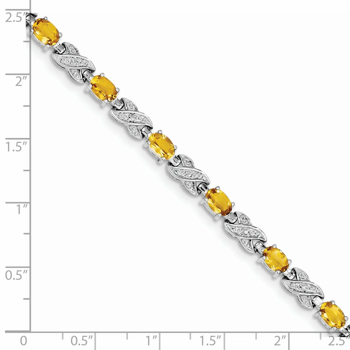 Silver Round Cut Citrine Gemstone Bracelet