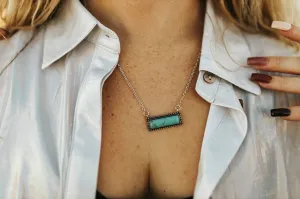 Silvertone Turquoise Bar Necklace