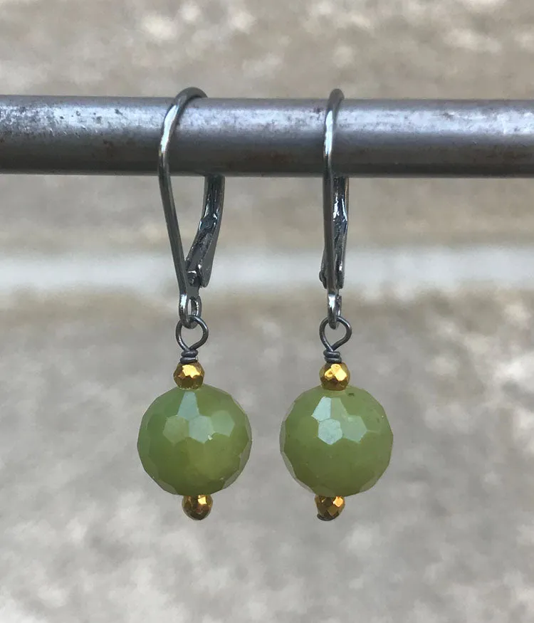 Simple Jade Faceted Earrings