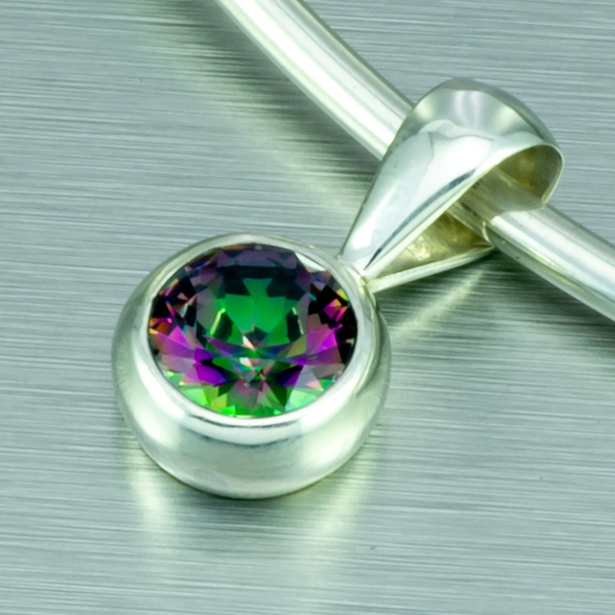 Small Mystic Topaz Necklace. 92.5% Sterling Silver.