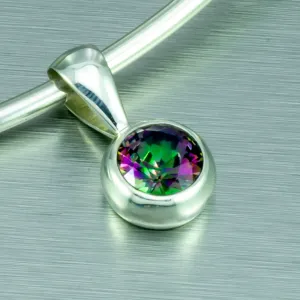 Small Mystic Topaz Necklace. 92.5% Sterling Silver.