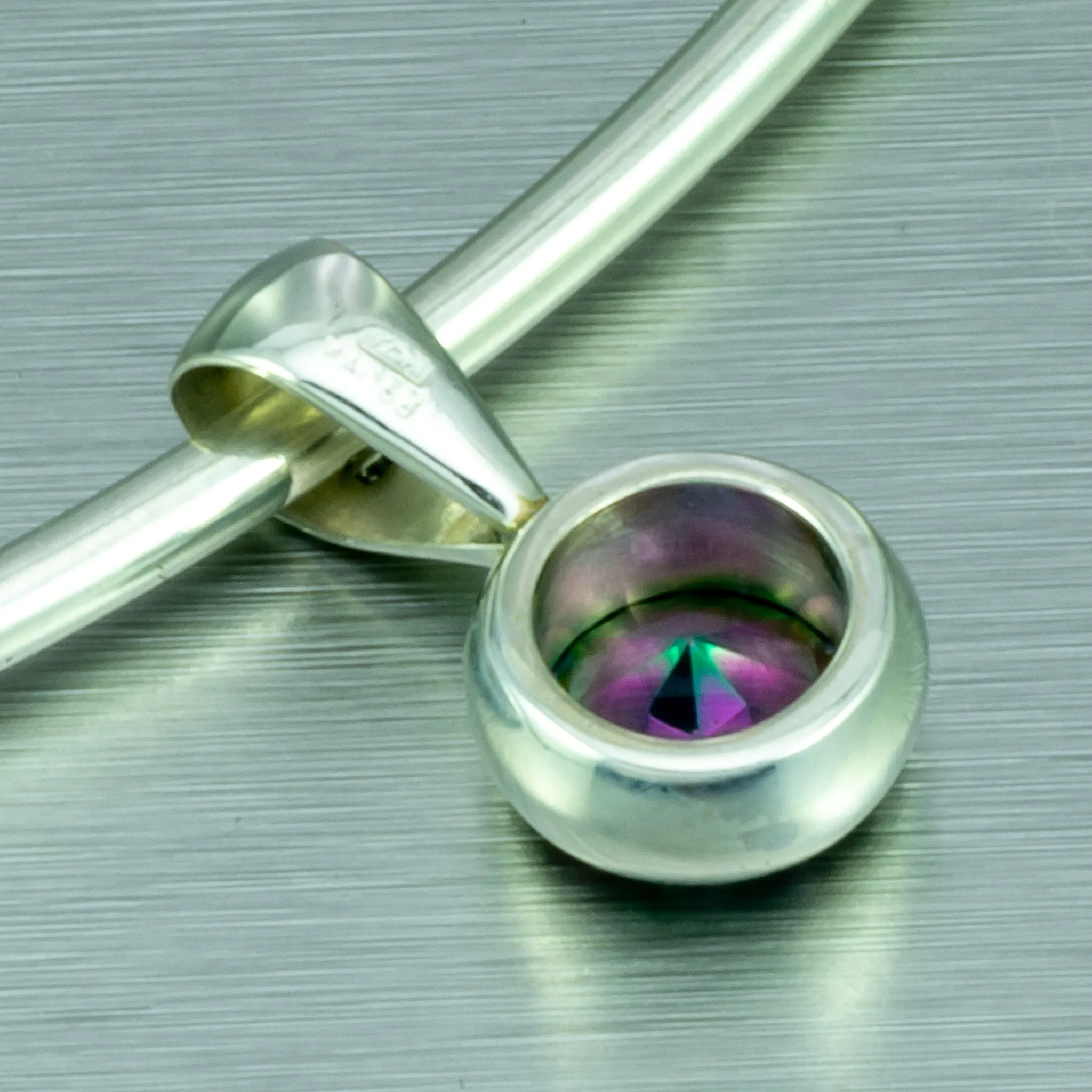 Small Mystic Topaz Necklace. 92.5% Sterling Silver.