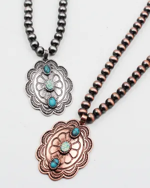 Southwestern Pendant Necklace with Navajo Pearl Beads