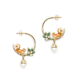 Squirrel & Acorn Hoop Earrings