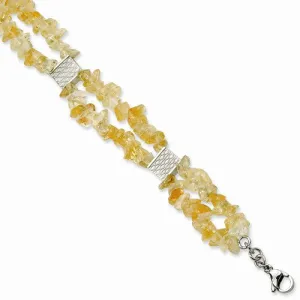 Stainless Steel Citrine Chip Bracelet