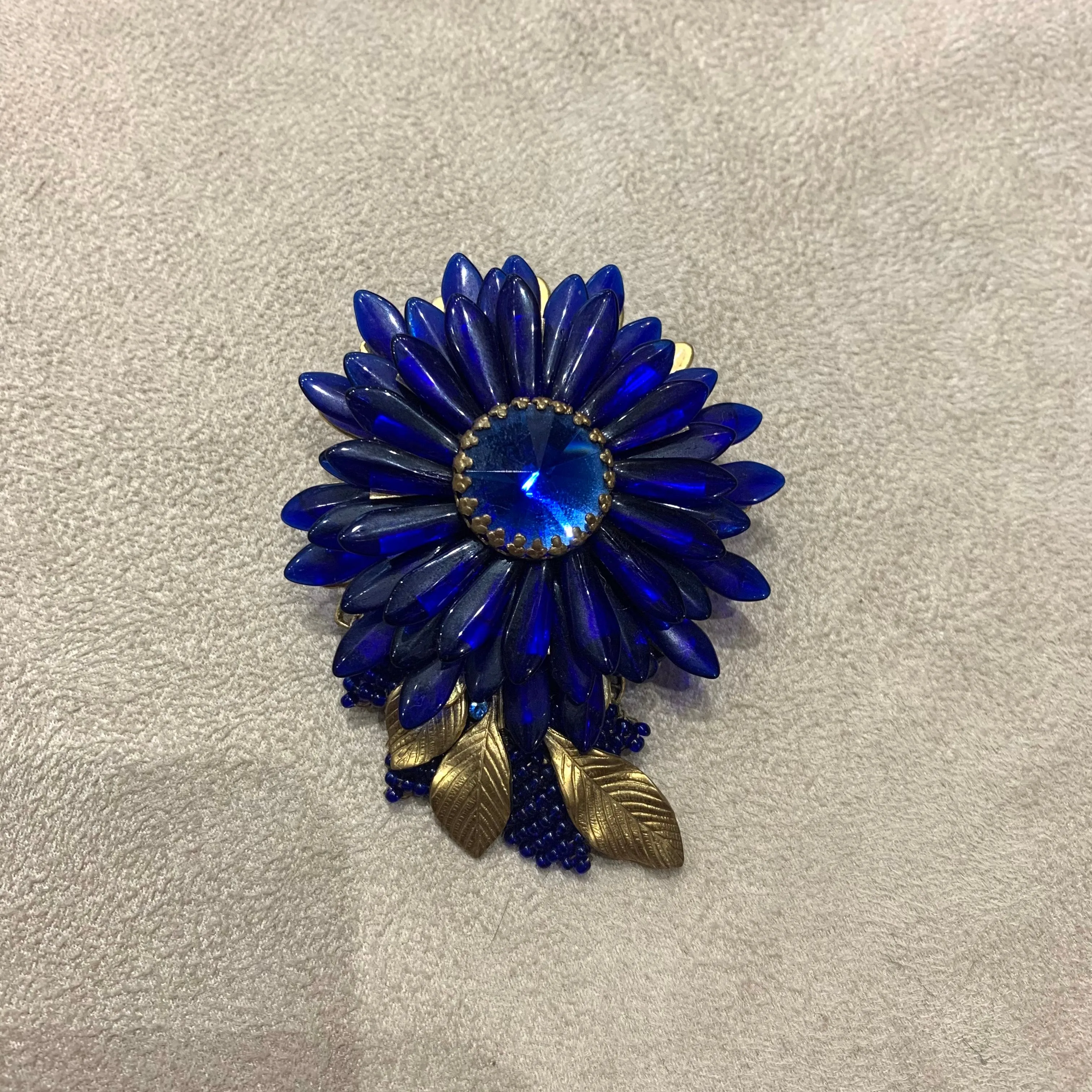 Stanley Hagler Blue Cobalt blue flower statement Brooch