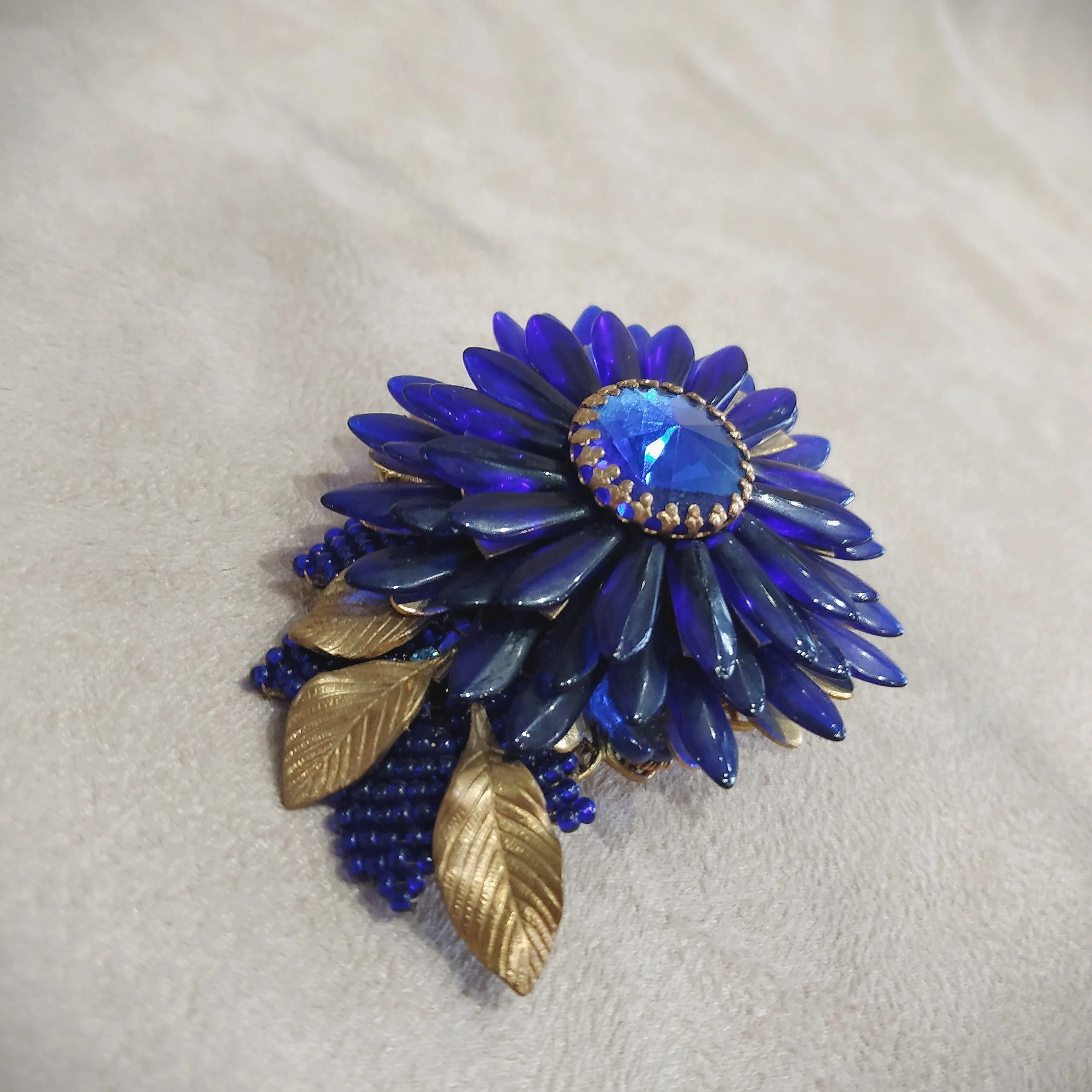 Stanley Hagler Blue Cobalt blue flower statement Brooch